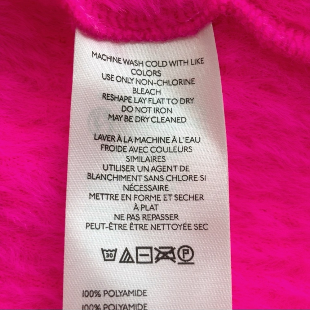 Anthropologie Neon Pink Fuzzy Sweater Medium Ribbed - Picture 5 of 7